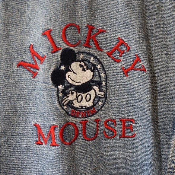 Disney Store Vintage Denim Mickey Mouse Jean Vest Large Y2K Embroidered Jacket - Picture 2 of 16